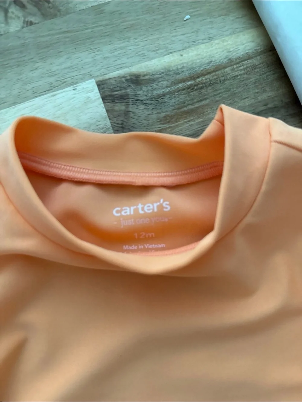 Carter's Peach Long-Sleeve Rash Guard with Teal Alligator Swim Trunks